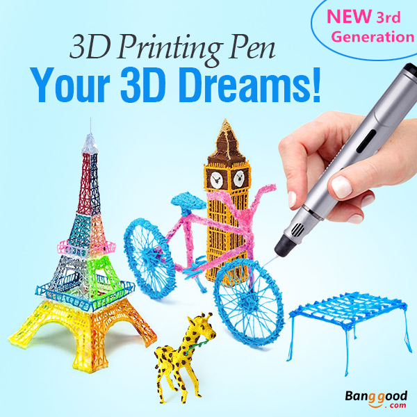 New Third Generation 3D Printing Pen Stereoscopic Printer